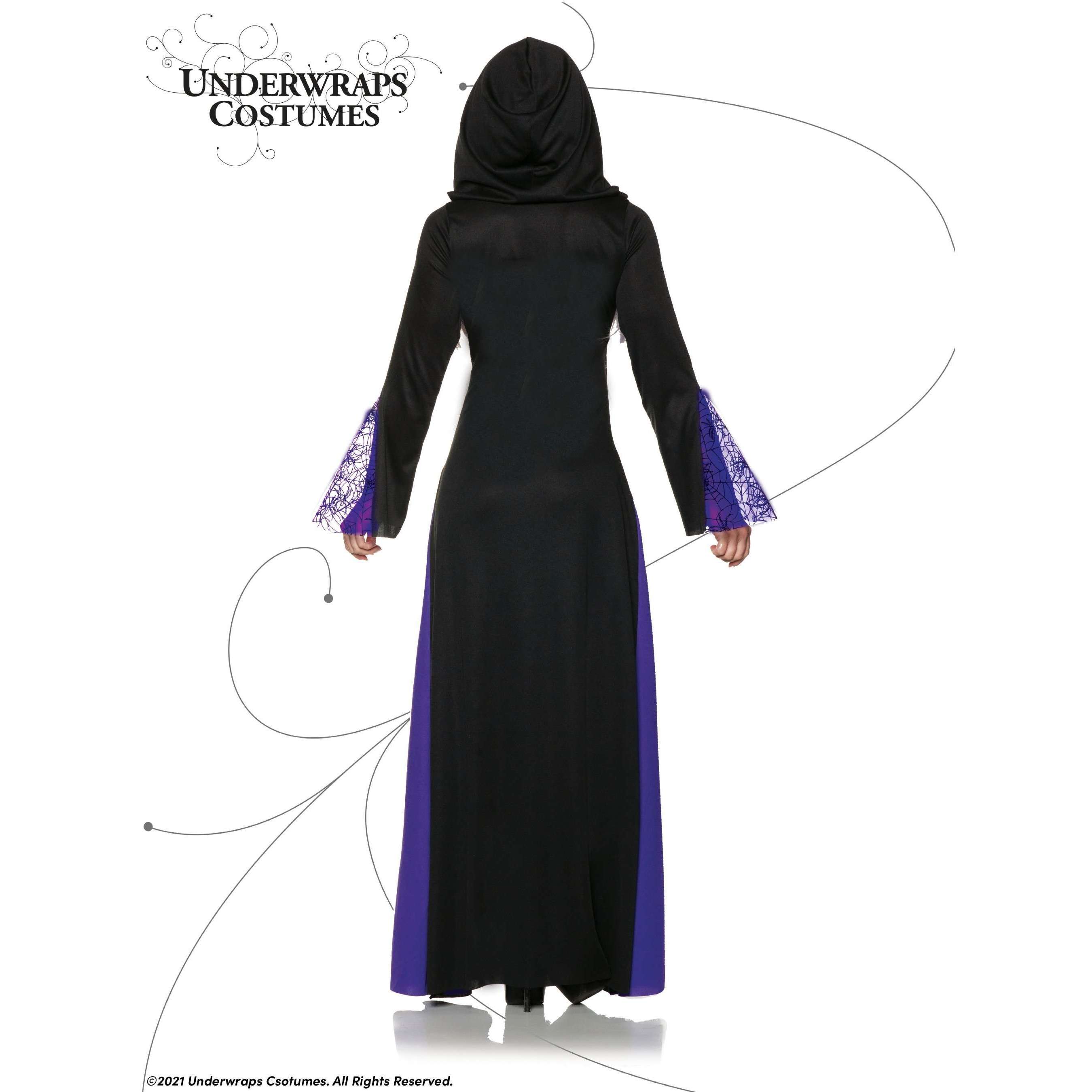 Purple & Black Mystic Witch Hooded Robe Women's Adult Costume
