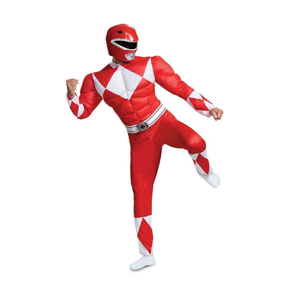 Classic Power Ranger Red Ranger Muscle Adult Costume