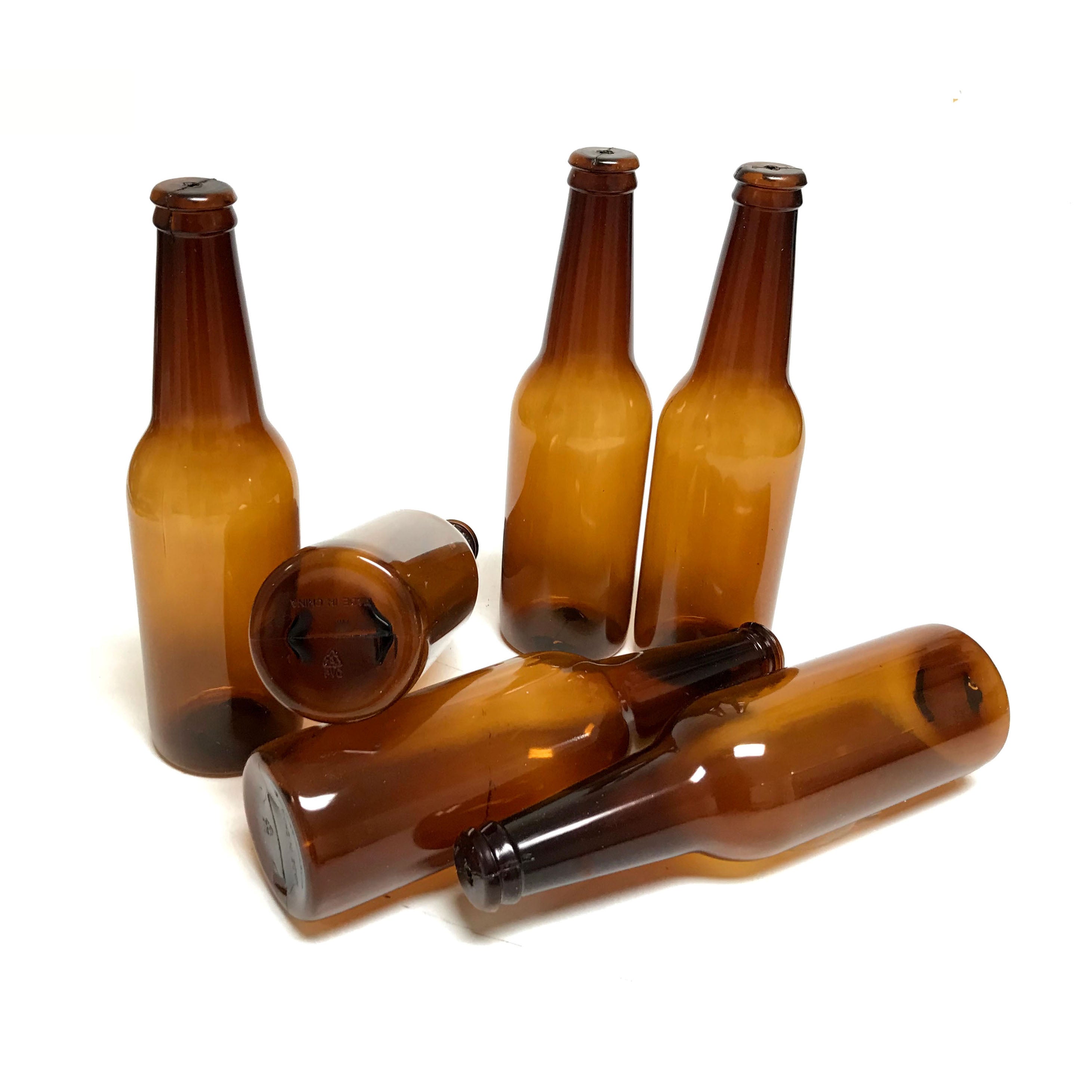 Plastic PVC Lightweight Break Resistant Beer Bottle Stunt Prop - AMBER BROWN translucent