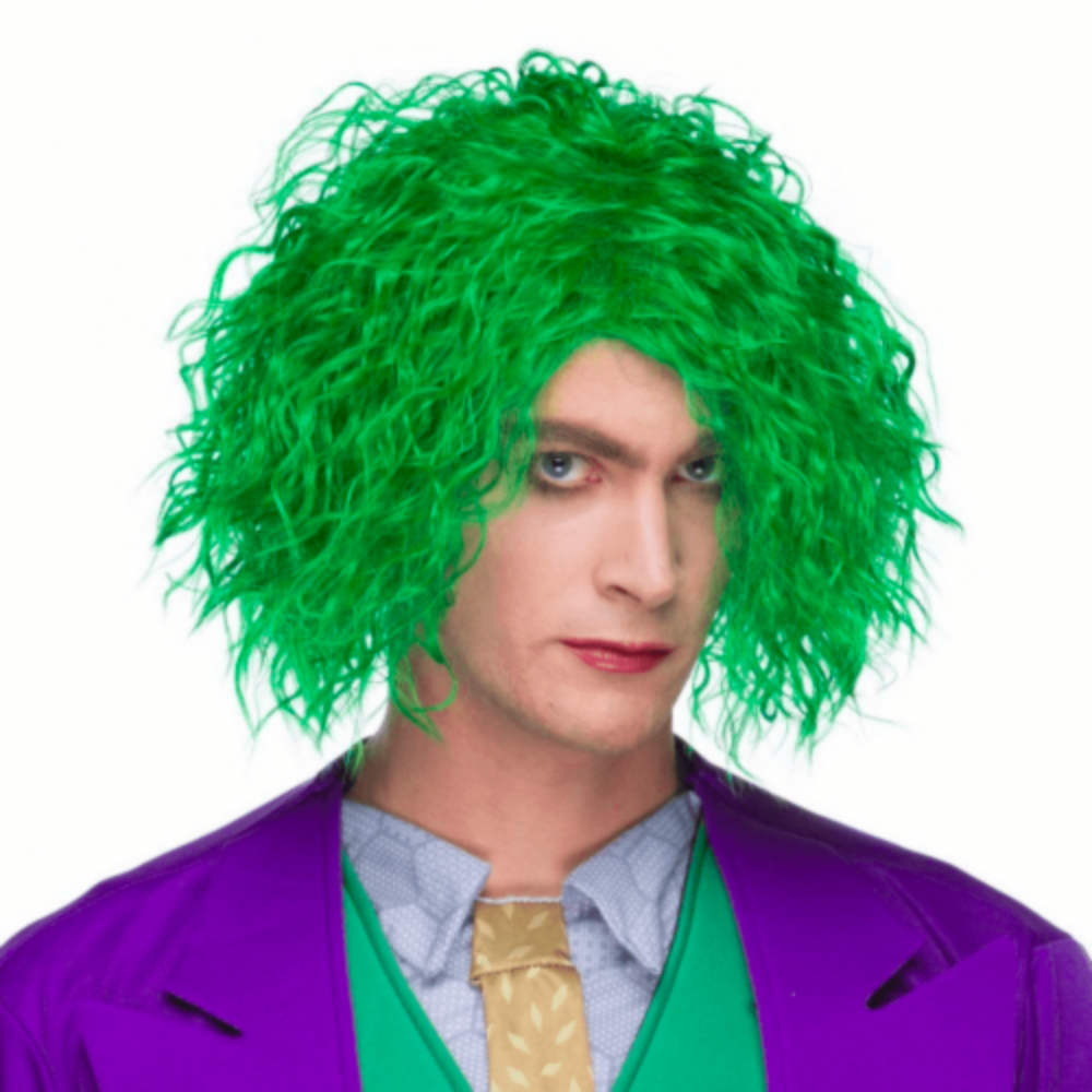 Maniac Jokester Green Crimped Clown Wig