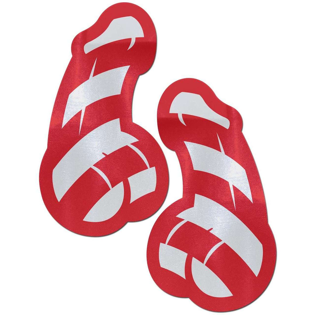 Red and White Stripe Candy Cane Dick Nipple Pasties