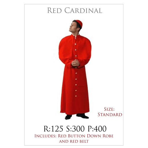 Catholic Cardinal Red Robe Men's Costume