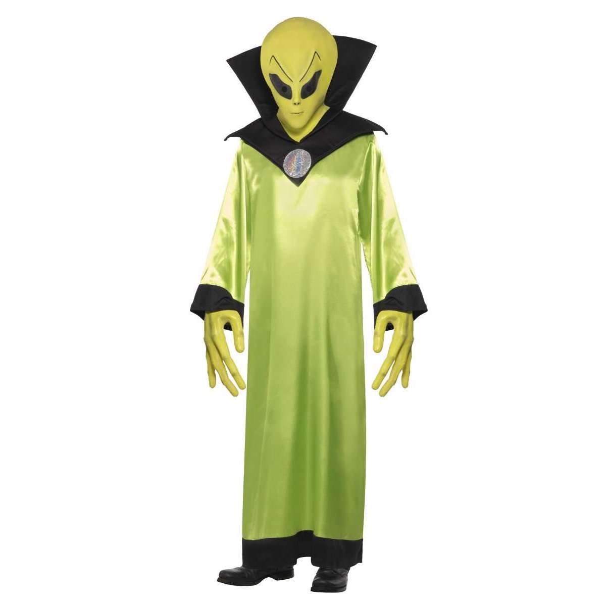Green Alien Lord Adult Costume w/ Matching Mask and Hands