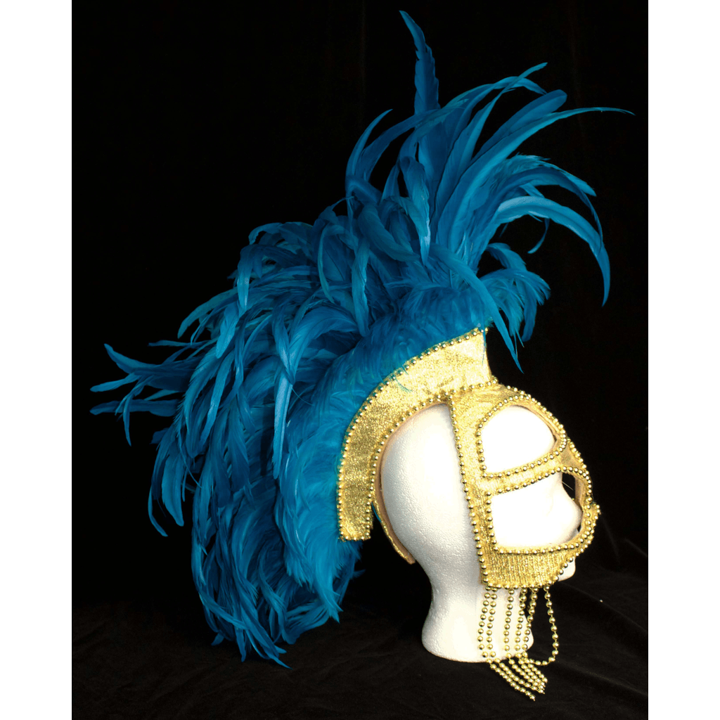 Headpiece Mohawk with Coque Feathers (Blue)