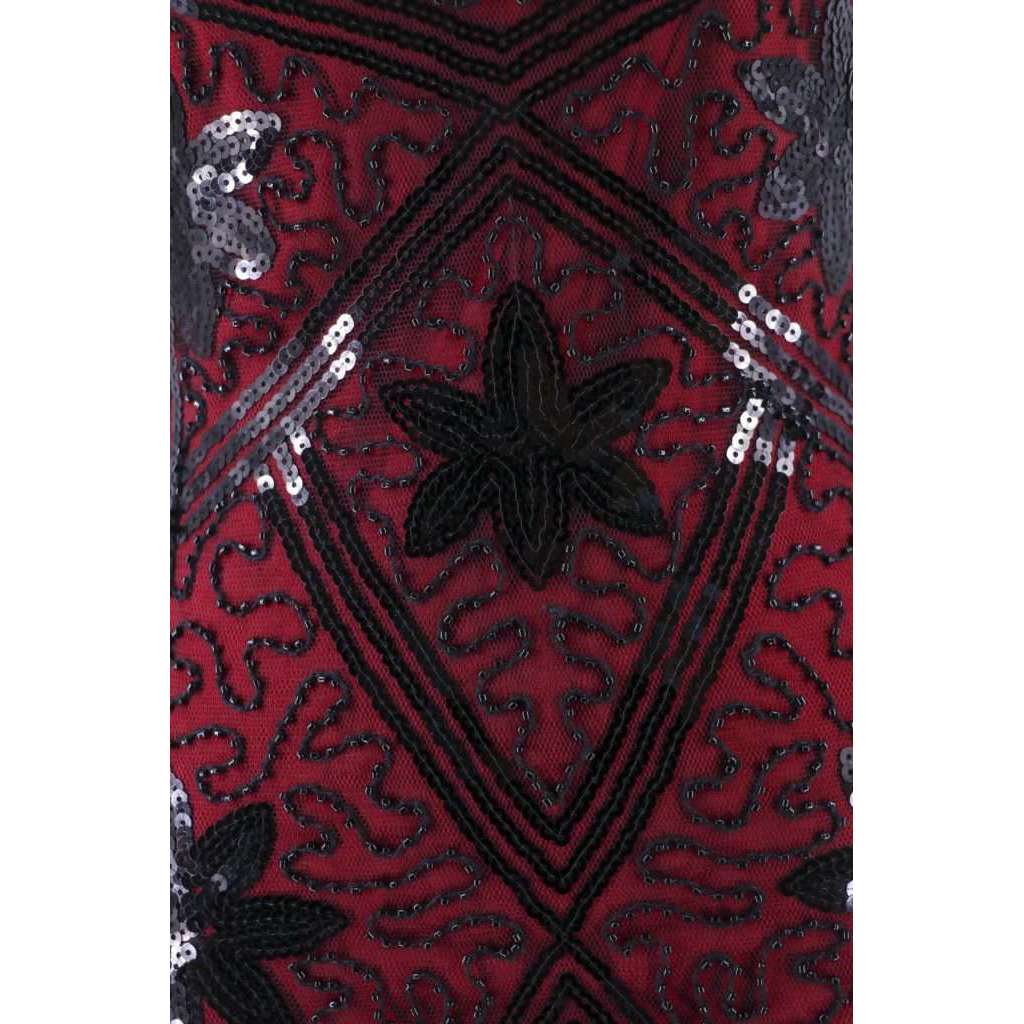 black and red flapper dress 1920s Red & Black Beaded Evelyn Flapper Dress