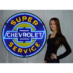 Super Chevrolet Service 36 Inch Neon Sign In Metal Can