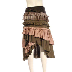 Tiered Green Steampunk Skirt w/ Grommet Belt