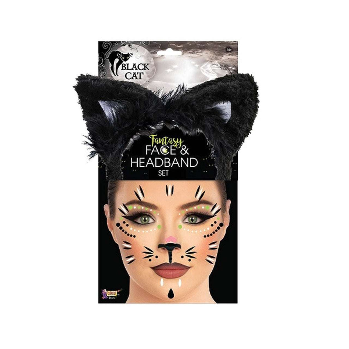 Black Cat Ears & Face Stickers Set