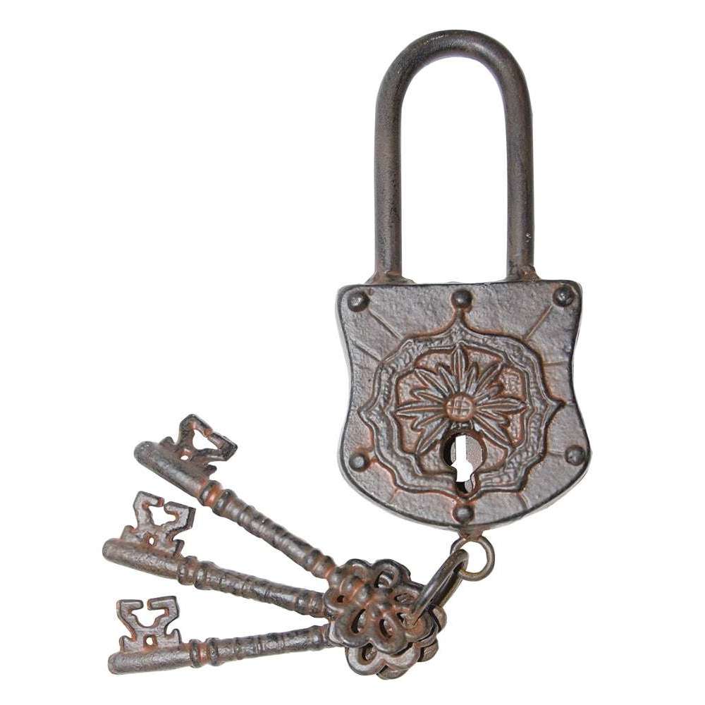 Antique Iron Lock with Keys Decoration