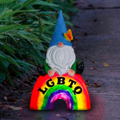 Gnome on LGBTQ Glowing Rainbow Statuary