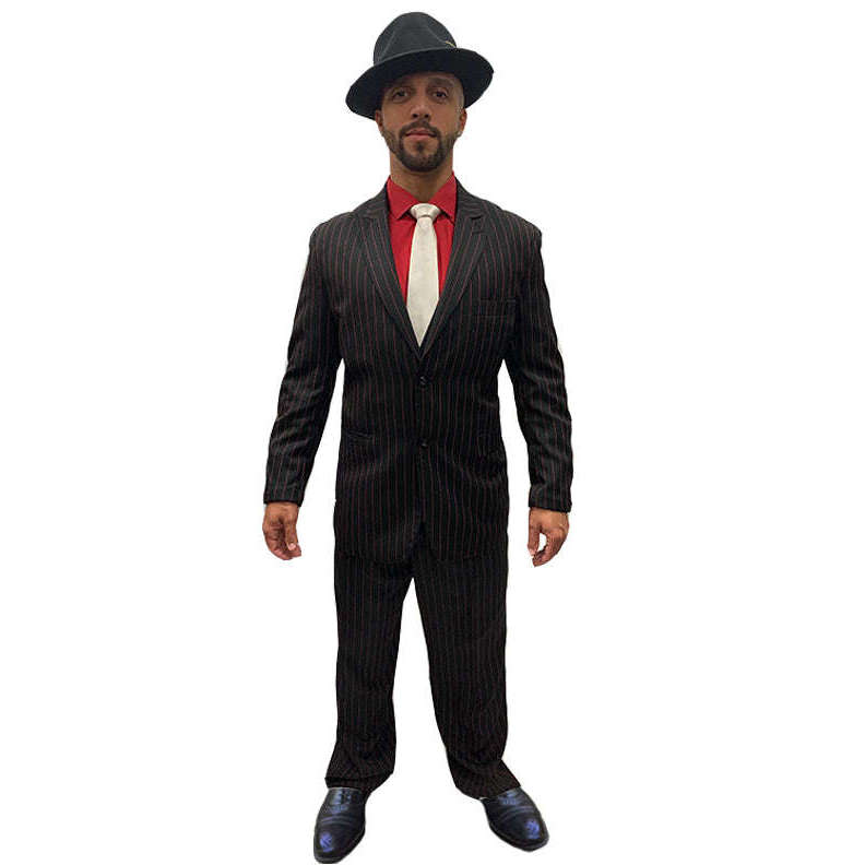 Exclusive 1920s Red & Black Pinstripe Zoot Suit Adult Costume