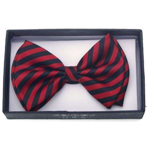 Black and Red Striped Bow Tie
