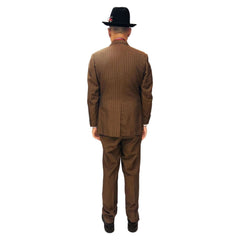 Exclusive 1920s Brown Striped Double Breasted Suit Adult Costume