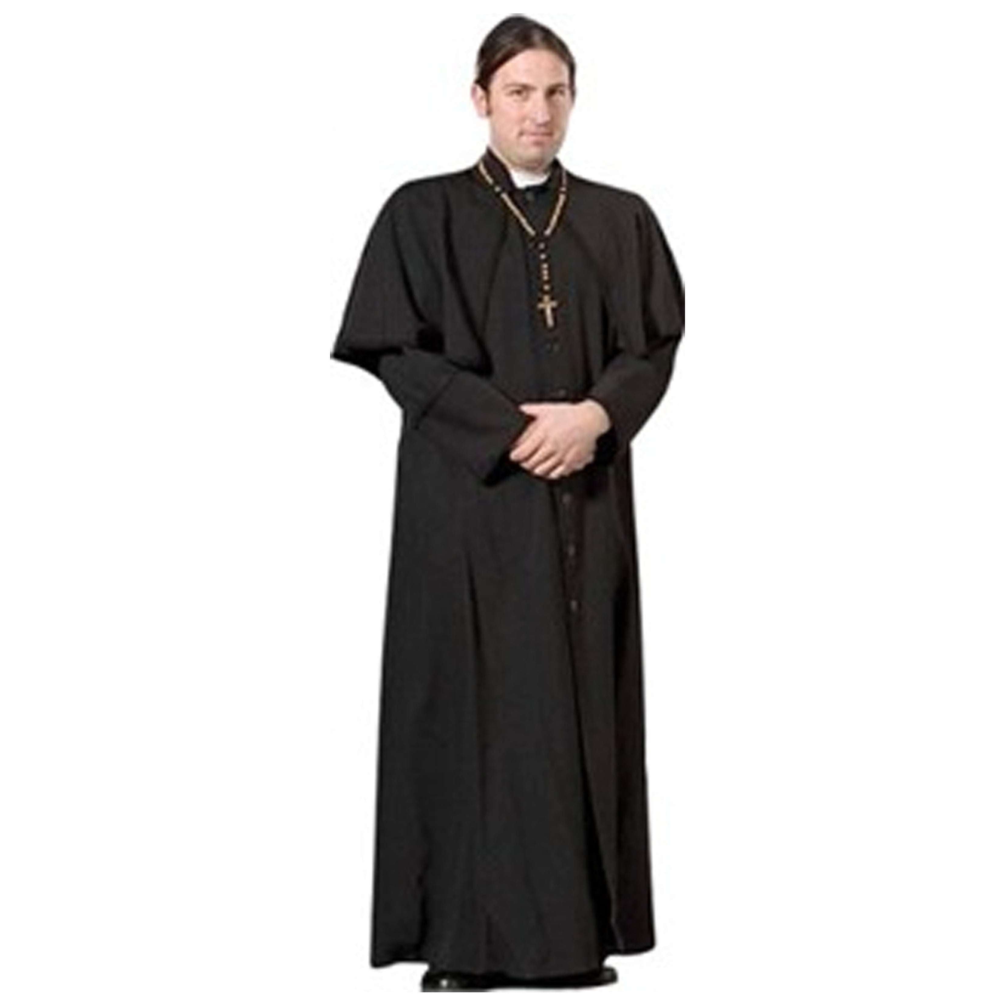 High End Purchase- Religious Black Priest Robe With Cape- L