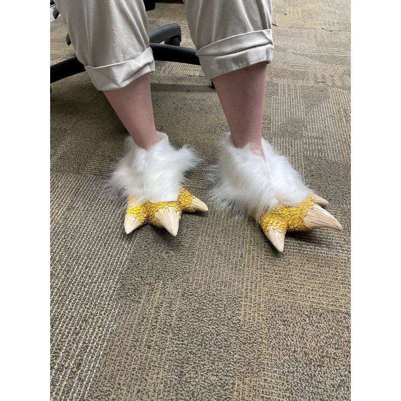 Classic Chicken Feet Shoe Wraps with White Hair