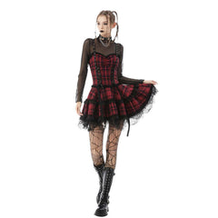 Punk Mini Strap Plaid Dress