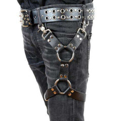 Buffalo Leather 1 1/4" wide 1 3/4" Double Ring Leg Harness