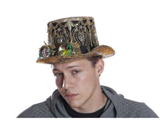 Burning Man Peacock Gold Sequin Top Hat w/ Spiked Goggles