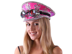 Hot Pink Sequin Fisherman Hat w/ Spiked Goggles