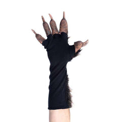 Wild Wolf Latex Claw Gloves With Brown Hair