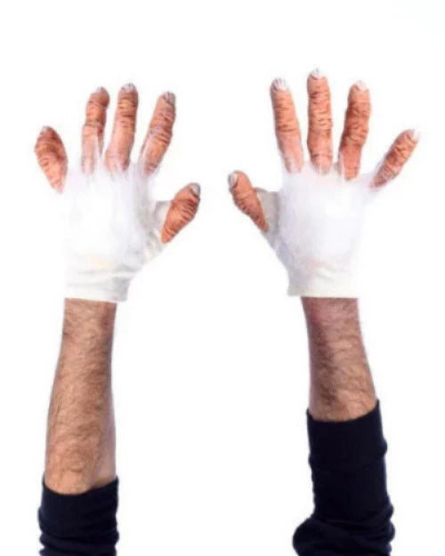 Albino Creepy White Hair Gorilla Hand Gloves