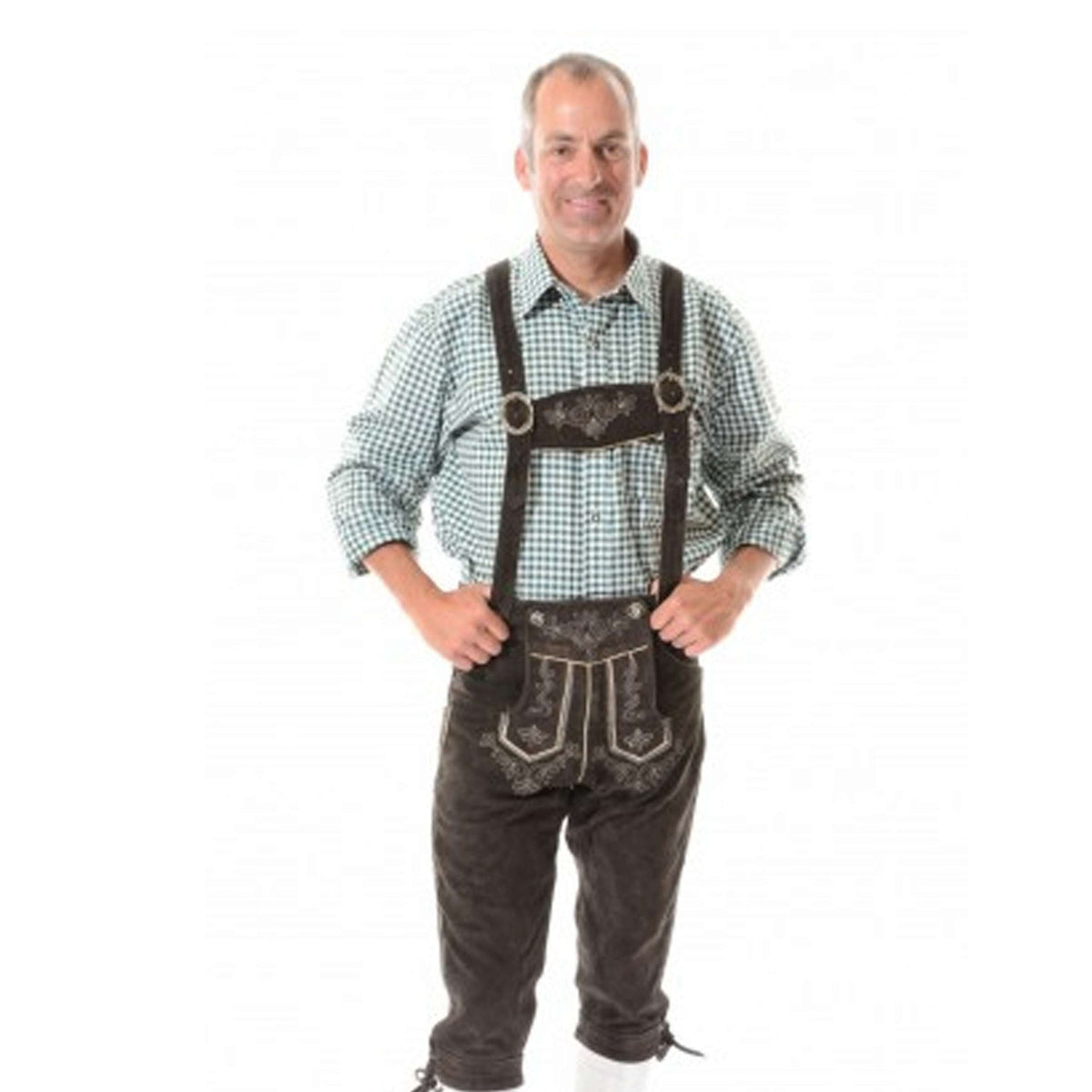 Authentic Brown German Lederhosen Mens Adult Costume