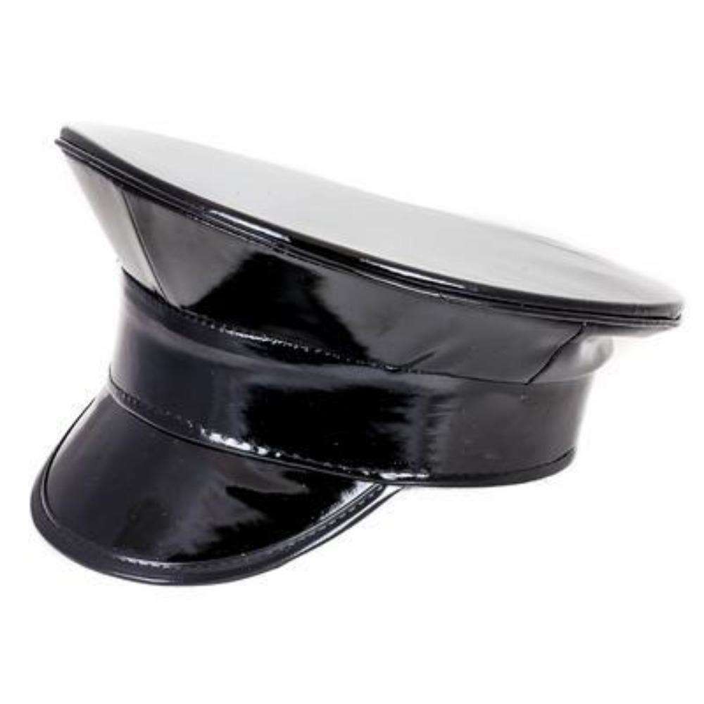 Black Patent Police Hat (No Strap)