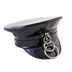 3 Ring Black Patent Captain Hat