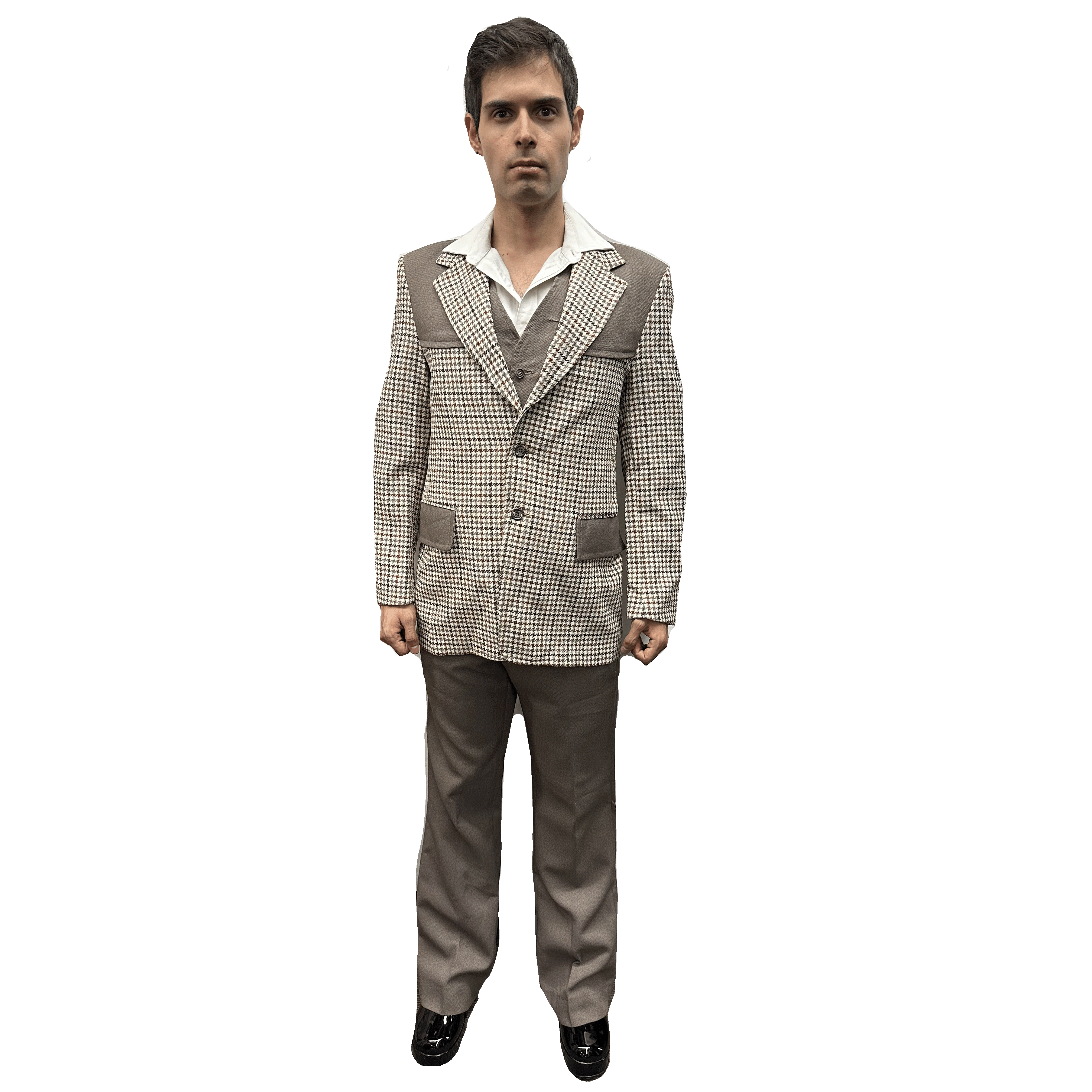 Classy 1970's Brown Houndstooth Suit Adult Costume