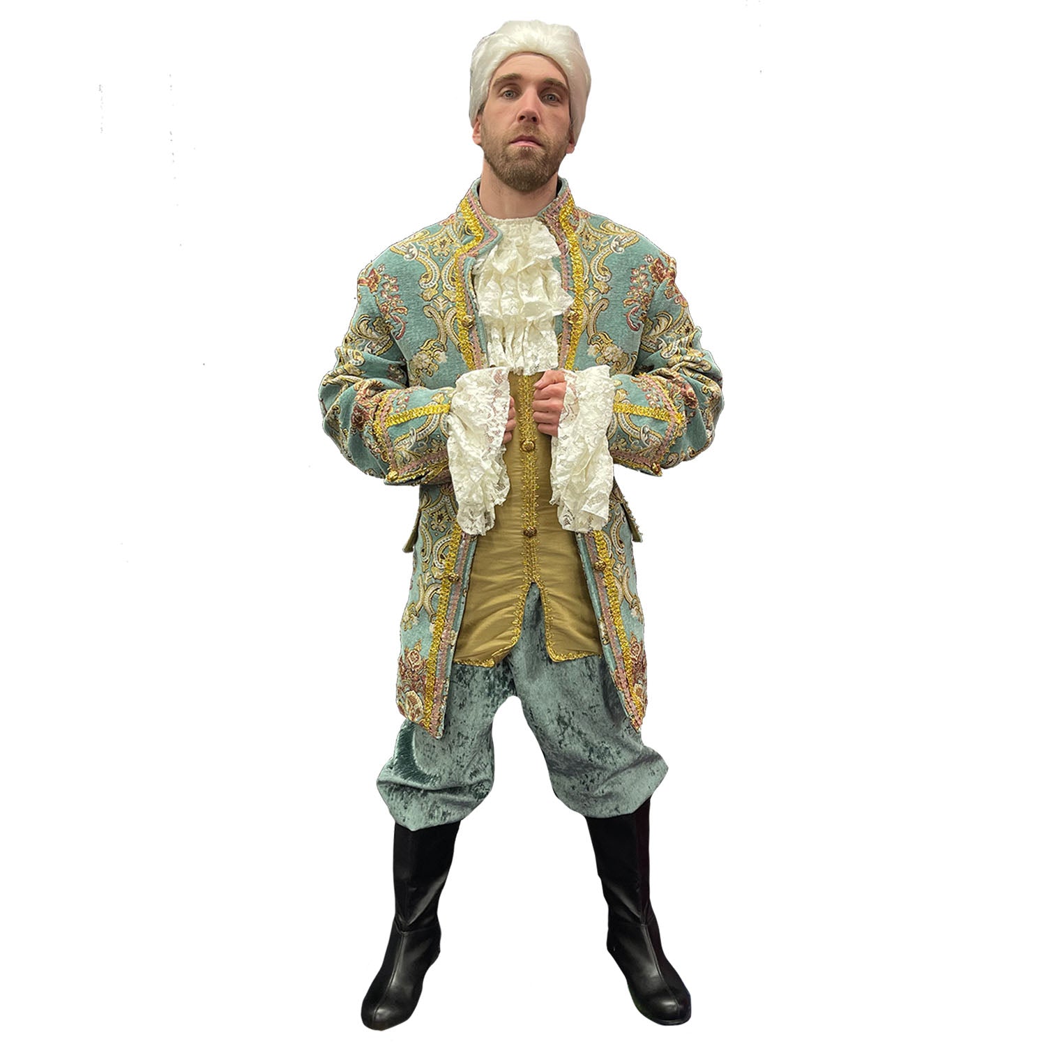 Premium Colonial Mint and Gold Men's Adult Costume w/ Accessories