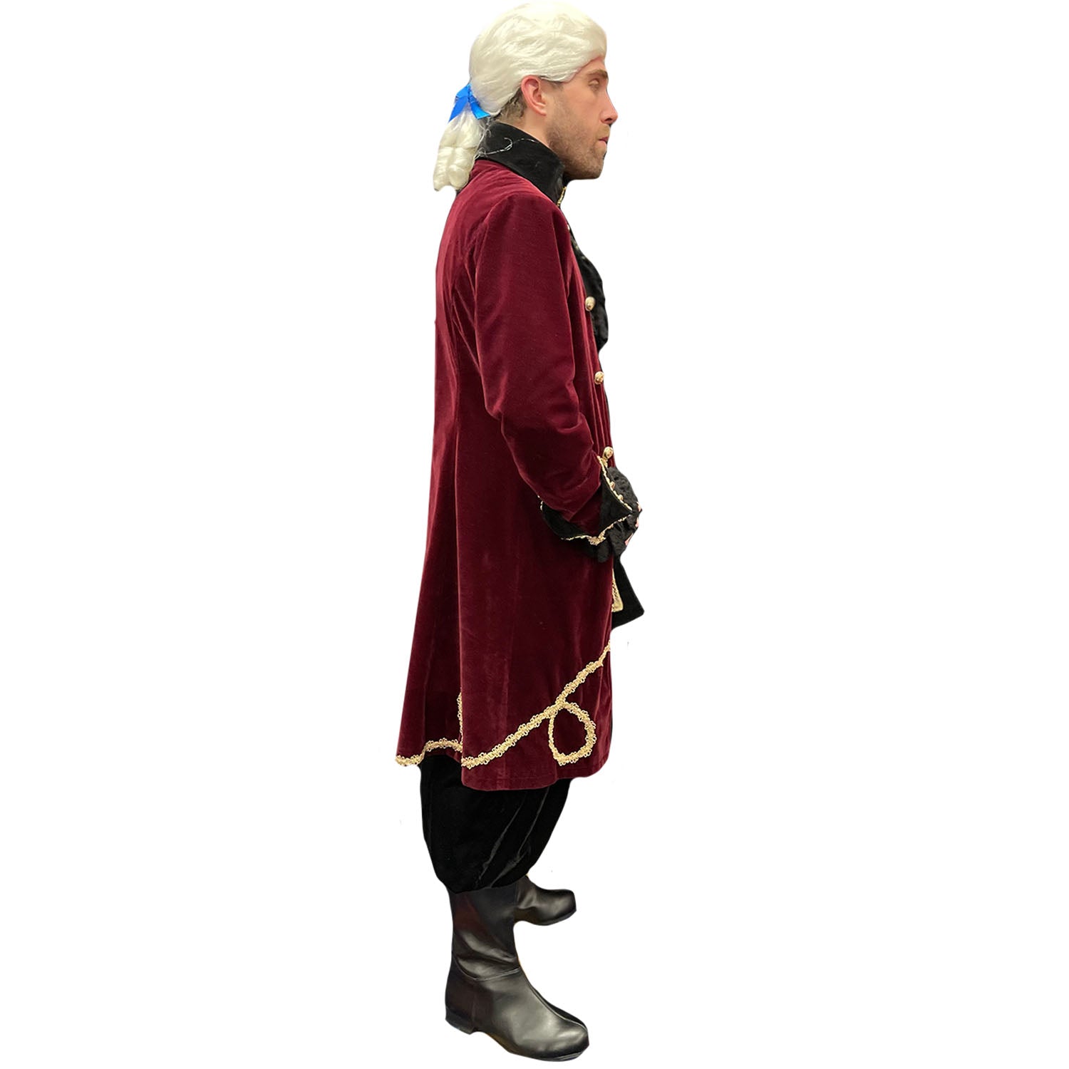 Colonial Men's Burgundy Velvet Historical Costume