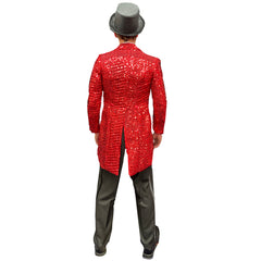 Dazzling Ruby Red Sequin Men's Adult Tailcoat