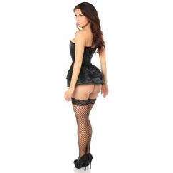 Black Satin Overbust Corset with Snap On Skirt