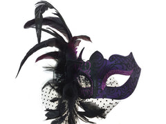 Venetian Mask w/ Side Feather & Flower