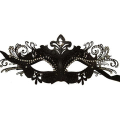Venetian Mask Black with Metal Laser Cut