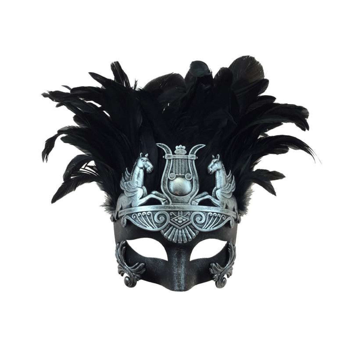 Troy Feathered Venetian Male Mask