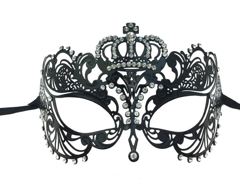 Laser Cut Metal Mask with Diamonds & Crown