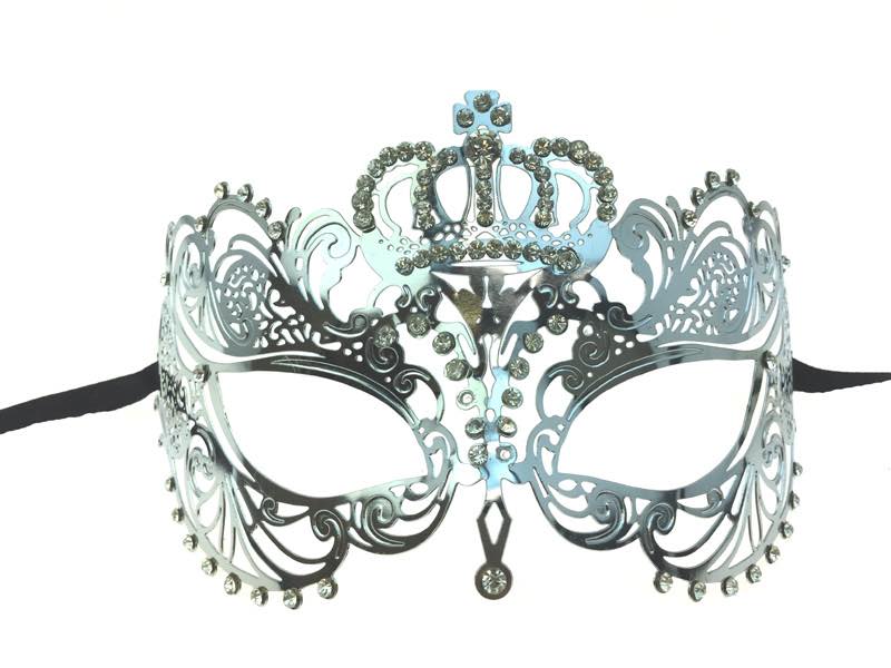 Laser Cut Metal Mask with Diamonds & Crown