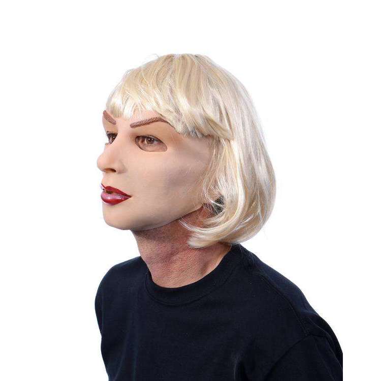 Blonde And Beautiful Strange Lady Latex Mask