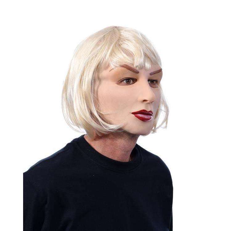 Blonde And Beautiful Strange Lady Latex Mask