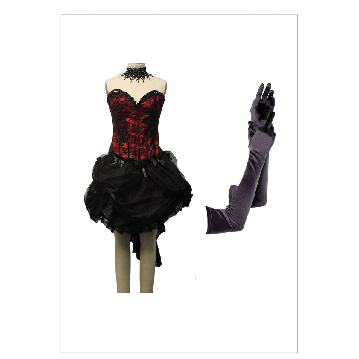 Rental - Red and Black Burlesque Outfit - SM