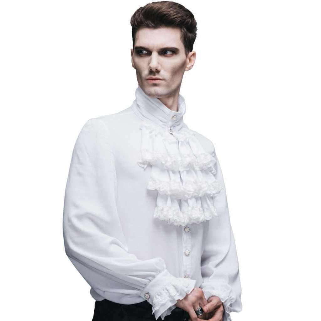 White Gothic Ruffle Shirt – AbracadabraNYC