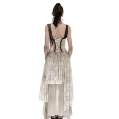Asymmetrical Hem Lace Matching Steampunk Dress