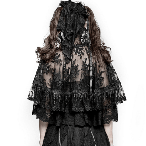 Black Lolita Lace Double Layer Cloak