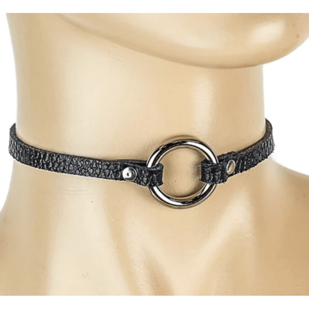 Black 1/4” with Silver O Ring Choker