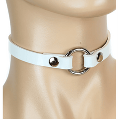 Patent White Choker With 3/4” Ring 1/2” Wide