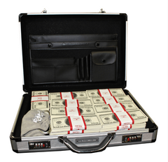 Deluxe Silver Briefcase w/ Cash & Bag of Diamonds