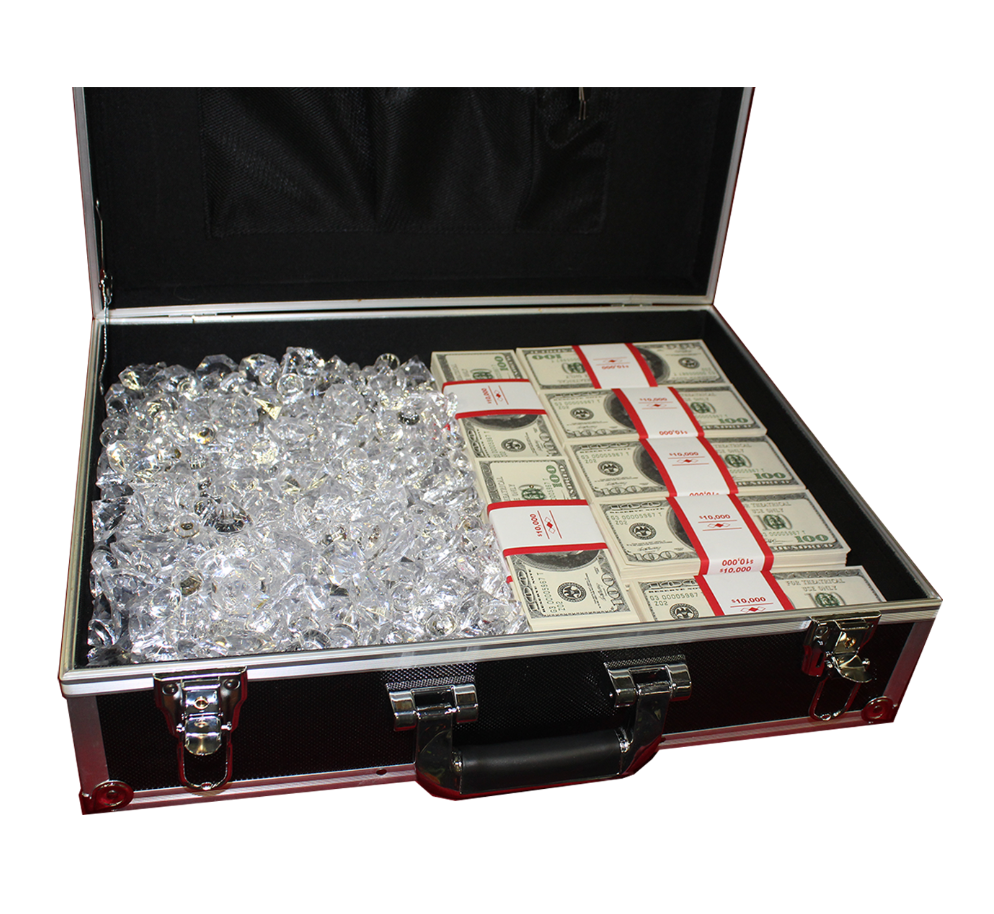 Premium Black Briefcase w/ Cash & Diamonds