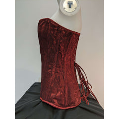 Top Drawer Red Wine Steel Boned Lace Corset