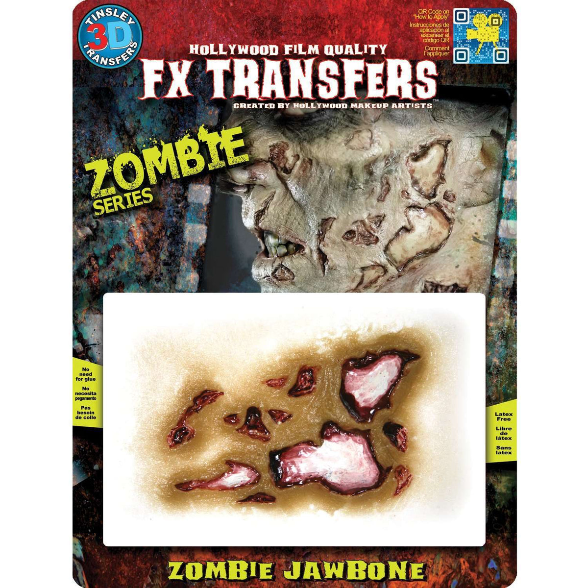 Tinsley Zombie Jaw Bone FX Water Transfer Prosthetic